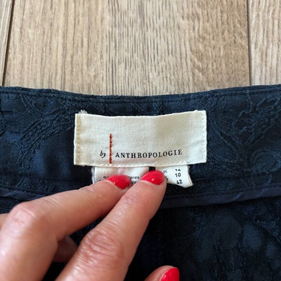 Anthropologie Jacquard Slim Fit Navy Blue Pants Size 10 Holiday Office - Picture 4 of 12